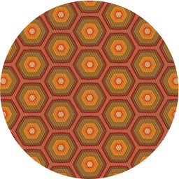 Round Patterned Orange Novelty Rug, pat2328