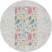 Round Patterned Platinum Gray Novelty Rug, pat2332