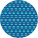 Round Patterned Blue Novelty Rug, pat2357