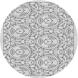 Round Machine Washable Transitional White Smoke Rug, wshpat2359