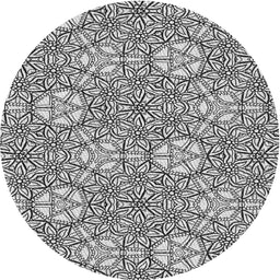Round Patterned Platinum Gray Novelty Rug, pat2364