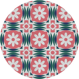 Round Machine Washable Transitional Chestnut Brown Rug, wshpat2373