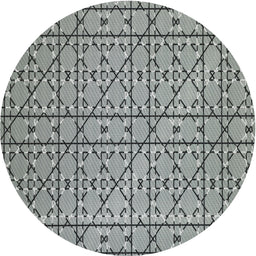 Round Patterned Silver Gray Novelty Rug, pat2383