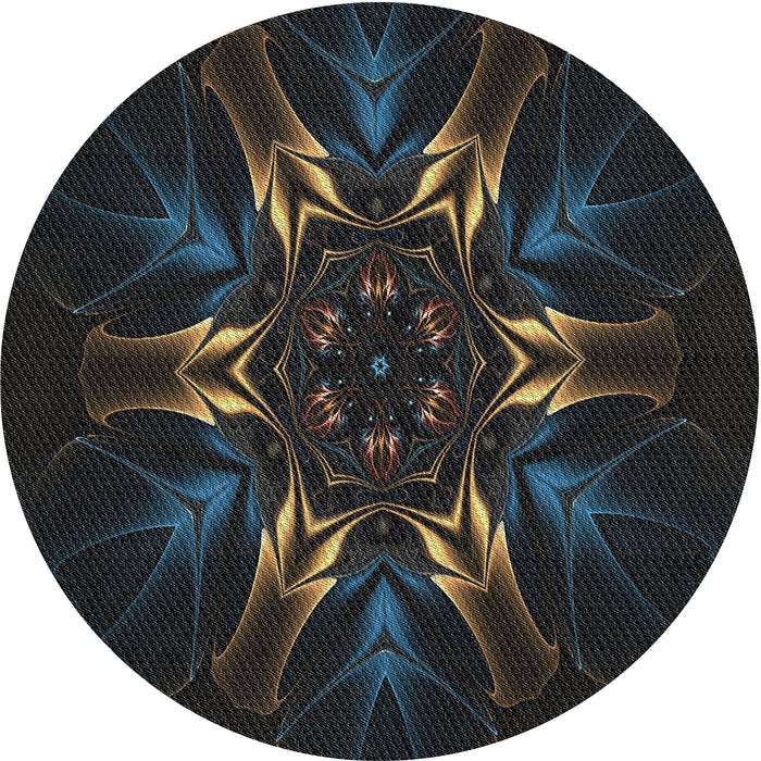 Round Machine Washable Transitional Black Rug, wshpat2384