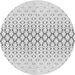 Round Machine Washable Transitional White Smoke Rug, wshpat2391