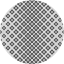 Round Machine Washable Transitional White Smoke Rug, wshpat2392