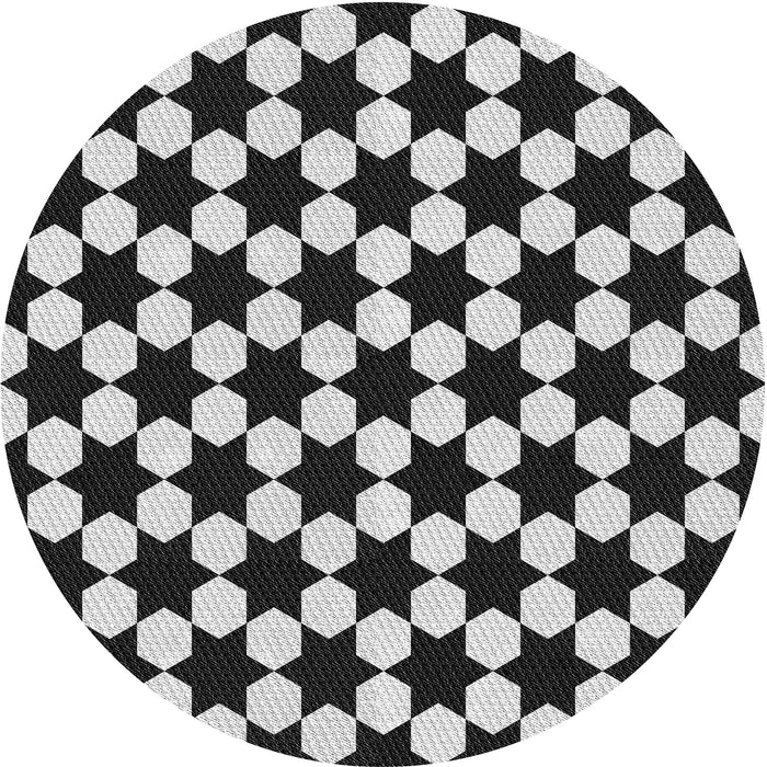 Round Patterned Light Gray Novelty Rug, pat2395