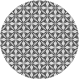 Round Machine Washable Transitional Light Black Rug, wshpat2397