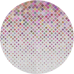 Round Patterned Platinum Gray Novelty Rug, pat2398