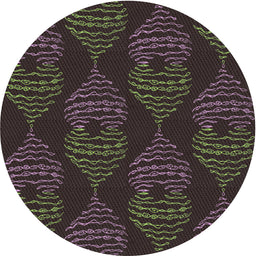 Round Machine Washable Transitional Midnight Gray Rug, wshpat2400