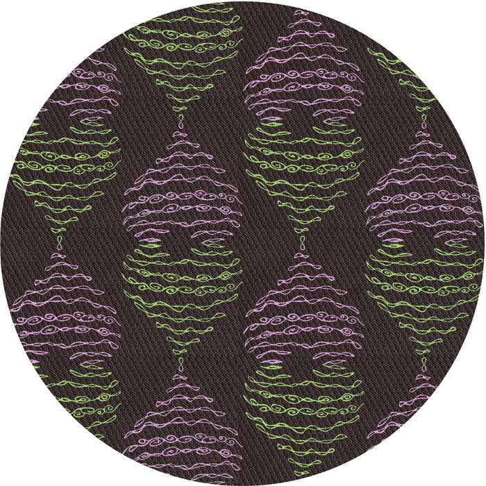 Round Machine Washable Transitional Midnight Gray Rug, wshpat2400