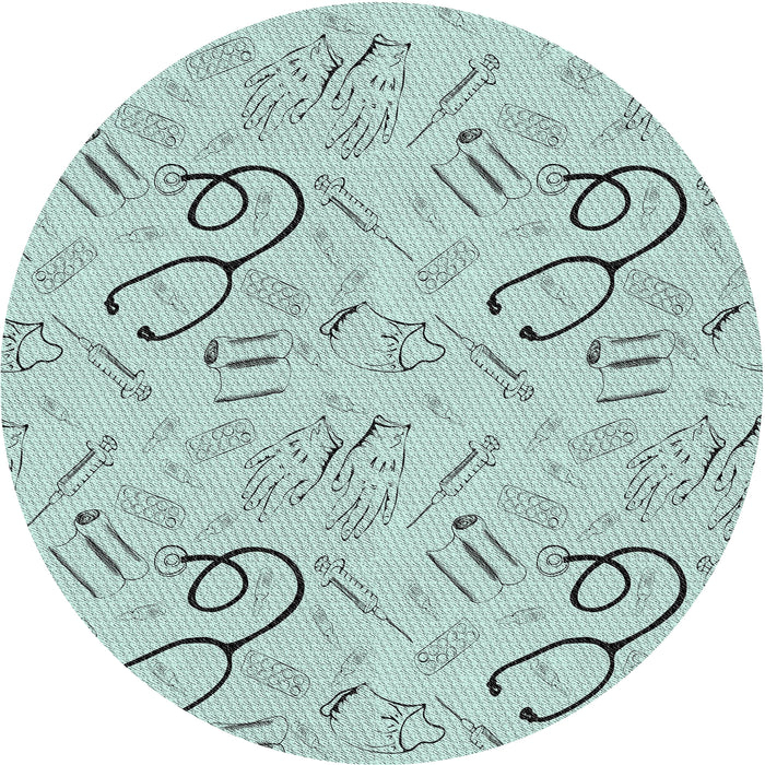 Round Patterned Light Slate Blue Novelty Rug, pat2402