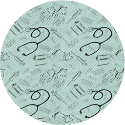 Round Machine Washable Transitional Light Slate Blue Rug, wshpat2402