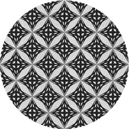 Round Patterned Light Gray Novelty Rug, pat2404