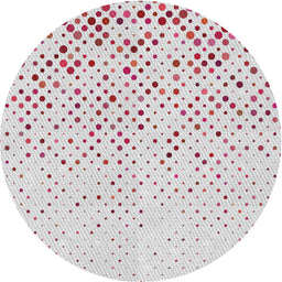 Round Machine Washable Transitional White Smoke Rug, wshpat2405