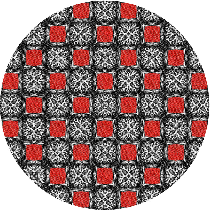 Round Patterned Dark Gray Novelty Rug, pat2409