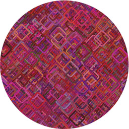 Round Machine Washable Transitional Pink Rug, wshpat2411