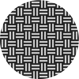 Round Patterned Silver Gray Novelty Rug, pat2414
