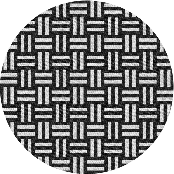 Round Patterned Silver Gray Novelty Rug, pat2414
