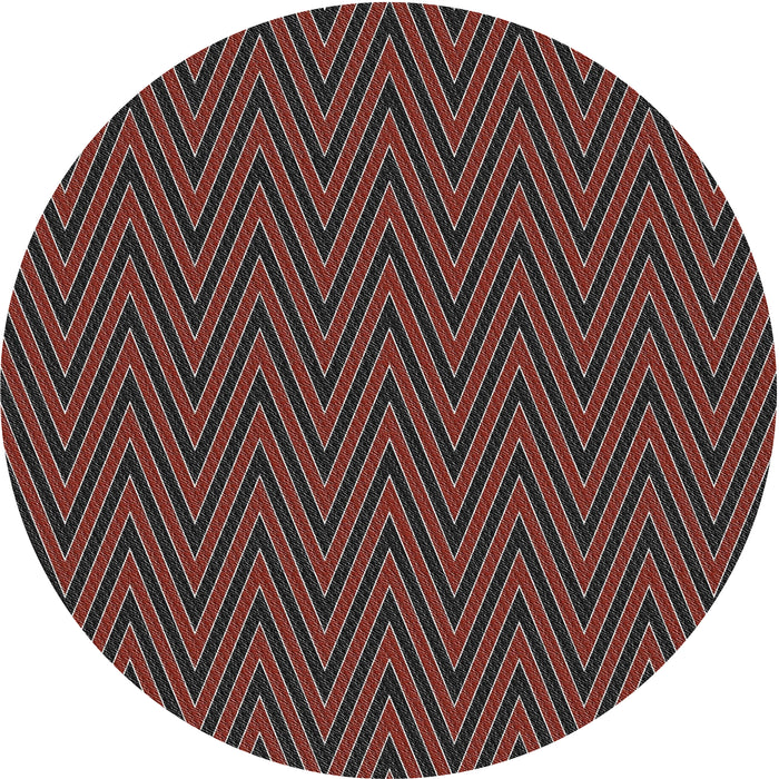 Round Patterned Red Novelty Rug, pat2418