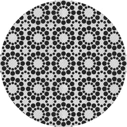 Round Machine Washable Transitional Charcoal Black Rug, wshpat2419