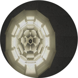 Round Machine Washable Transitional Midnight Gray Rug, wshpat241