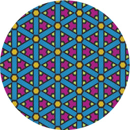 Round Patterned Blue Green Novelty Rug, pat2422