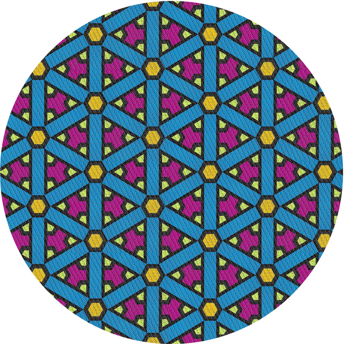 Round Patterned Blue Green Novelty Rug, pat2422