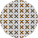 Round Patterned Off White Beige Novelty Rug, pat2424