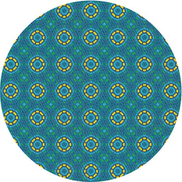 Round Machine Washable Transitional Teal Green Rug, wshpat2433