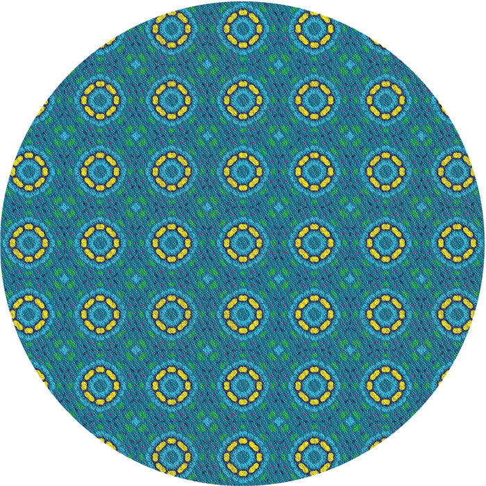Round Patterned Teal Green Novelty Rug, pat2433