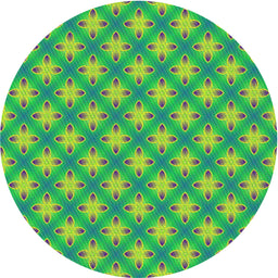 Round Patterned Emerald Green Novelty Rug, pat2435