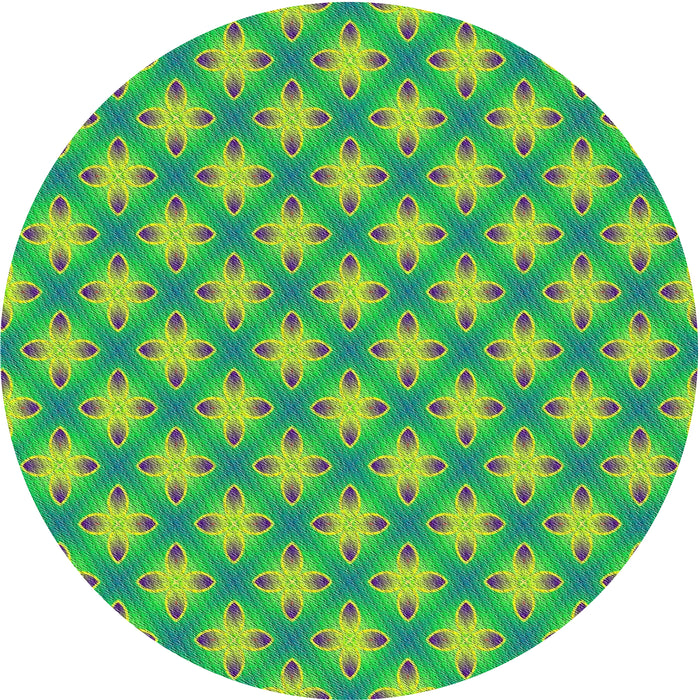 Round Patterned Emerald Green Novelty Rug, pat2435