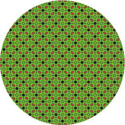 Round Patterned Bright Green Novelty Rug, pat2437