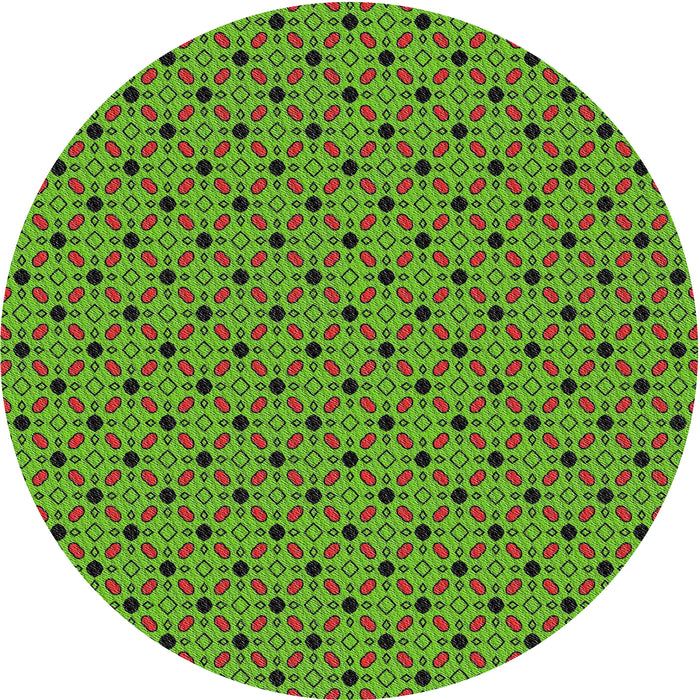 Round Machine Washable Transitional Bright Green Rug, wshpat2437