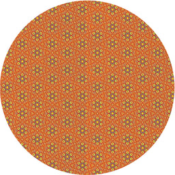 Round Patterned Yellow Novelty Rug, pat2439