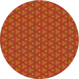Round Patterned Neon Orange Novelty Rug, pat2440