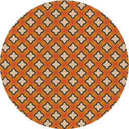 Round Machine Washable Transitional Tomato Red Rug, wshpat2441