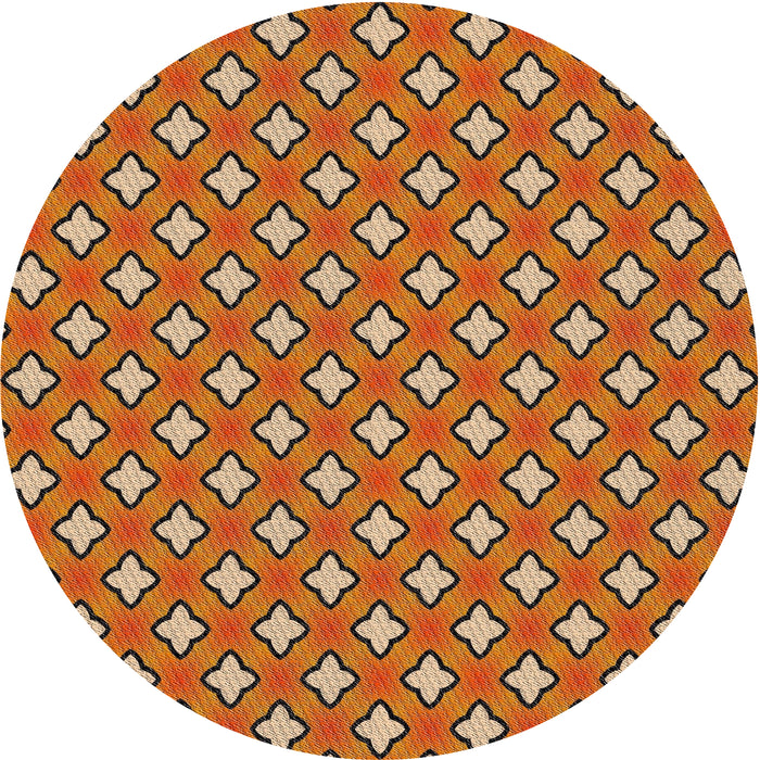 Round Machine Washable Transitional Tomato Red Rug, wshpat2441