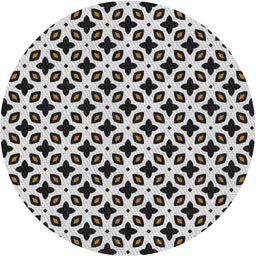 Round Patterned Platinum Gray Novelty Rug, pat2442