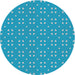 Round Machine Washable Transitional Bright Turquoise Blue Rug, wshpat2445