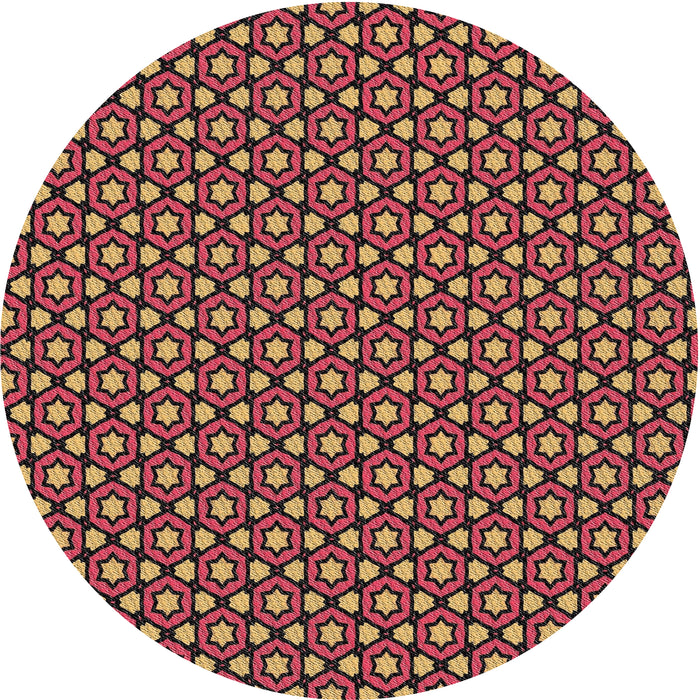 Round Machine Washable Transitional Deep Red Rug, wshpat2454