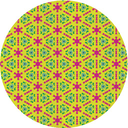 Round Patterned Yellow Green Novelty Rug, pat2455