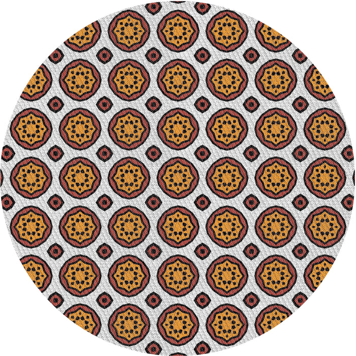 Round Patterned Desert Sand Beige Novelty Rug, pat2457