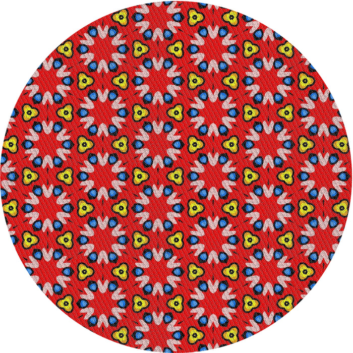 Round Patterned Red Novelty Rug, pat2460