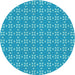 Round Patterned Bright Turquoise Blue Novelty Rug, pat2466