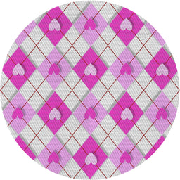 Round Patterned Neon Pink Novelty Rug, pat246