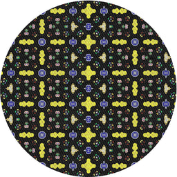 Round Patterned Black Novelty Rug, pat2471