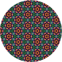 Round Patterned Forest Green Novelty Rug, pat2472