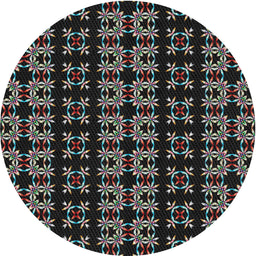 Round Patterned Black Novelty Rug, pat2473